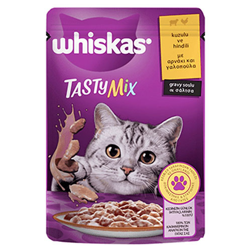 Whiskas Pouch Tastymix Sos İçinde Kuzulu ve Hindili Yetişkin Kedi Konservesi 12 Adet 85 Gr