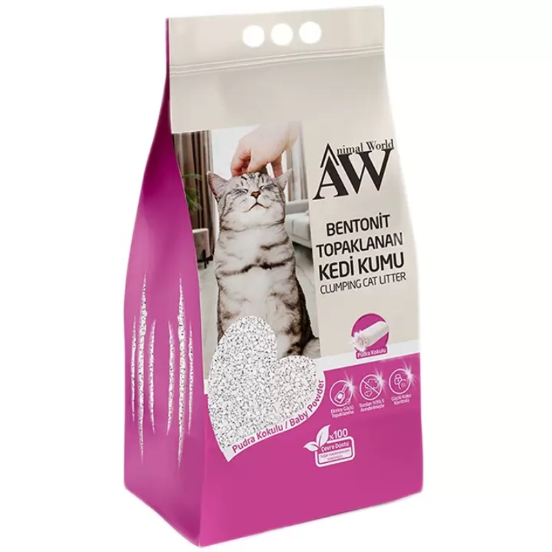 Animal World Bebek Pudrası Kokulu Extra Güçlü Topaklaşan Kedi Kumu 10LT