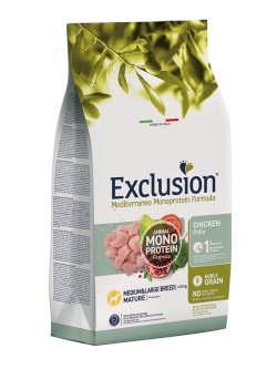 Exclusion Monoprotein Düşük Tahıllı Tavuklu Medium Large Yaşlı Köpek Maması 12 Kg