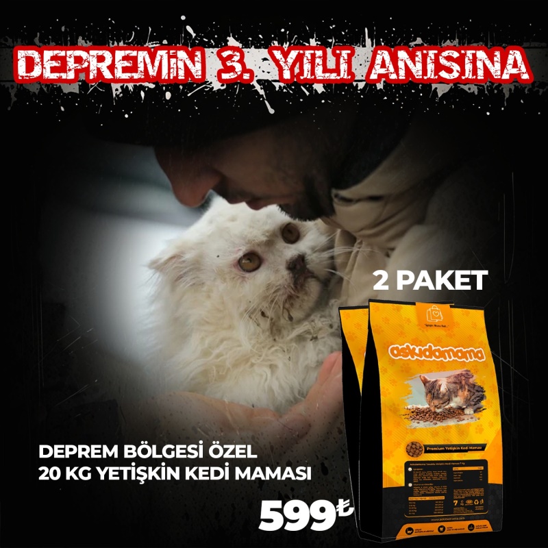 Depremin 3. Yılı Anısı Özel 20 Kg Yetişkin Kedi Maması (2 Paket)