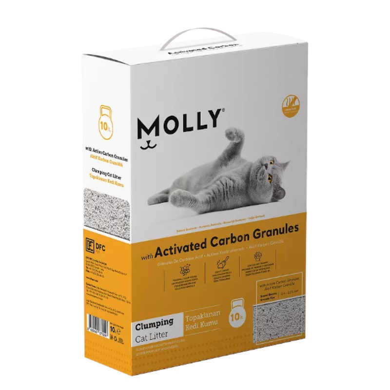 Molly Aktif Karbon Granüllü Topaklanan Kedi Kumu 10 lt x 2 Adet