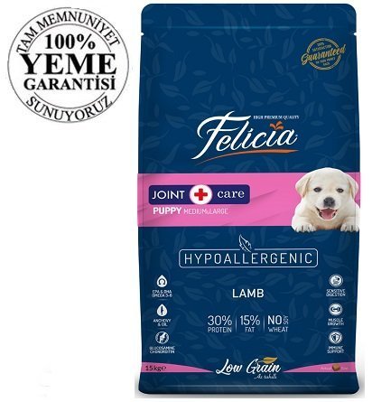 Felicia High Premium Düşük Tahıllı Kuzu Etli Büyük Irk Yavru Köpek Maması 15 Kg