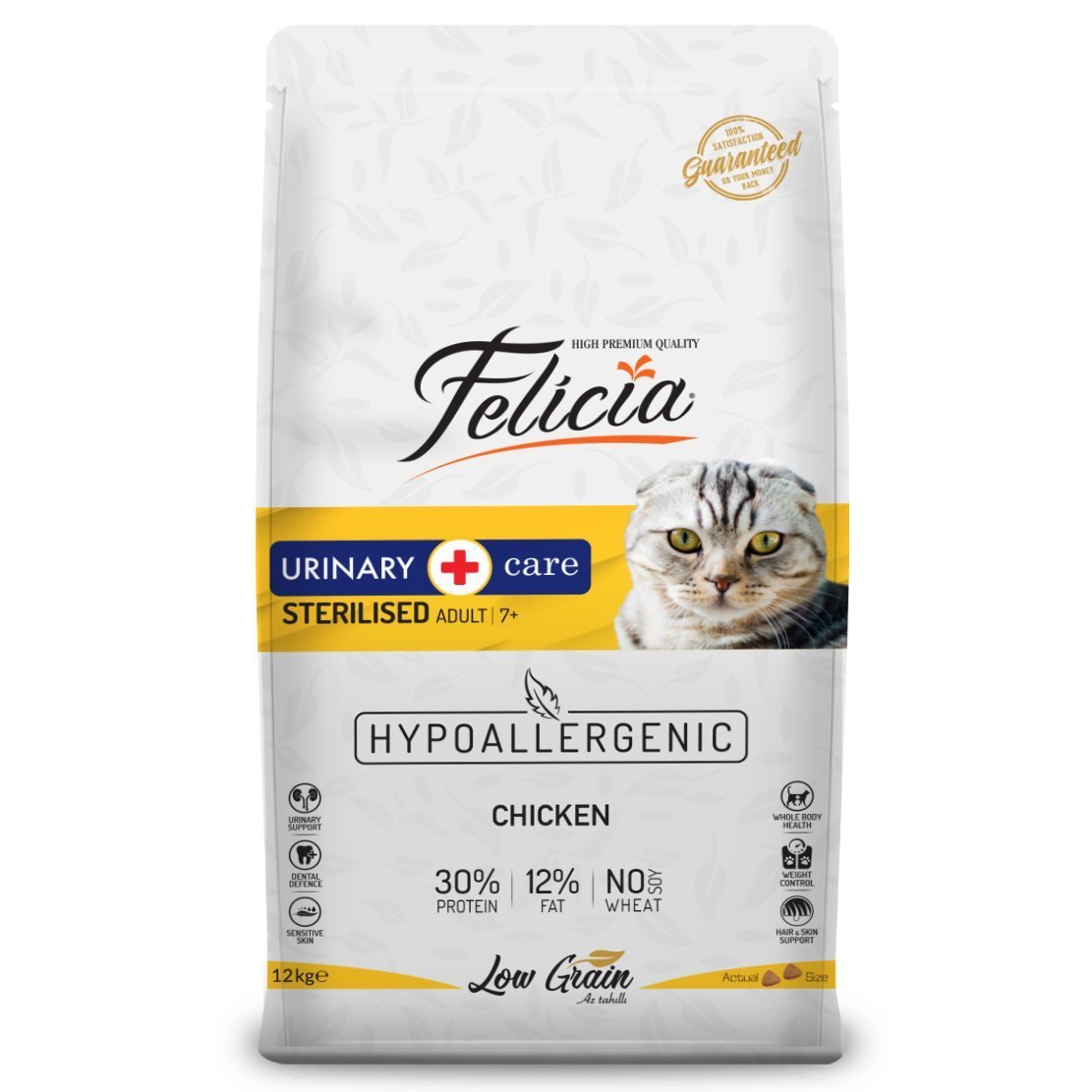 Felicia High Premıum Sterilised Düşük Tahıllı Tavuklu Kısırlaştırılmış Yetişkin Kedi Maması 12 Kg