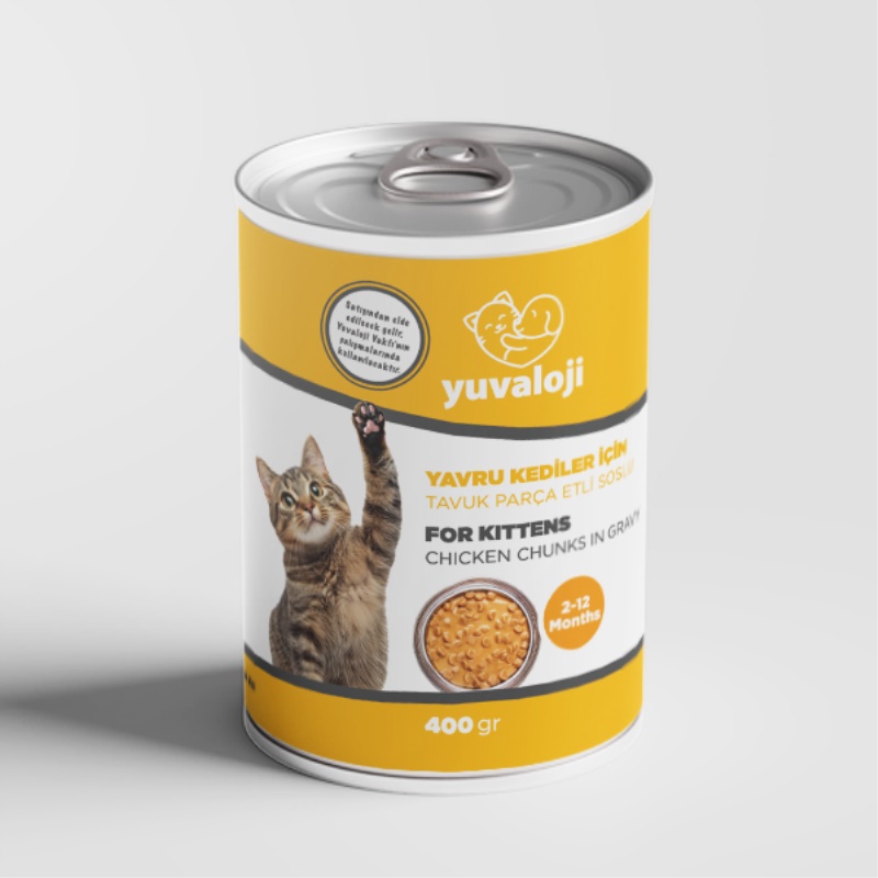 Yuvaloji Yavru Kediler İçin Tavuk Parça Etli Soslu Yaş Mama 400 Gr