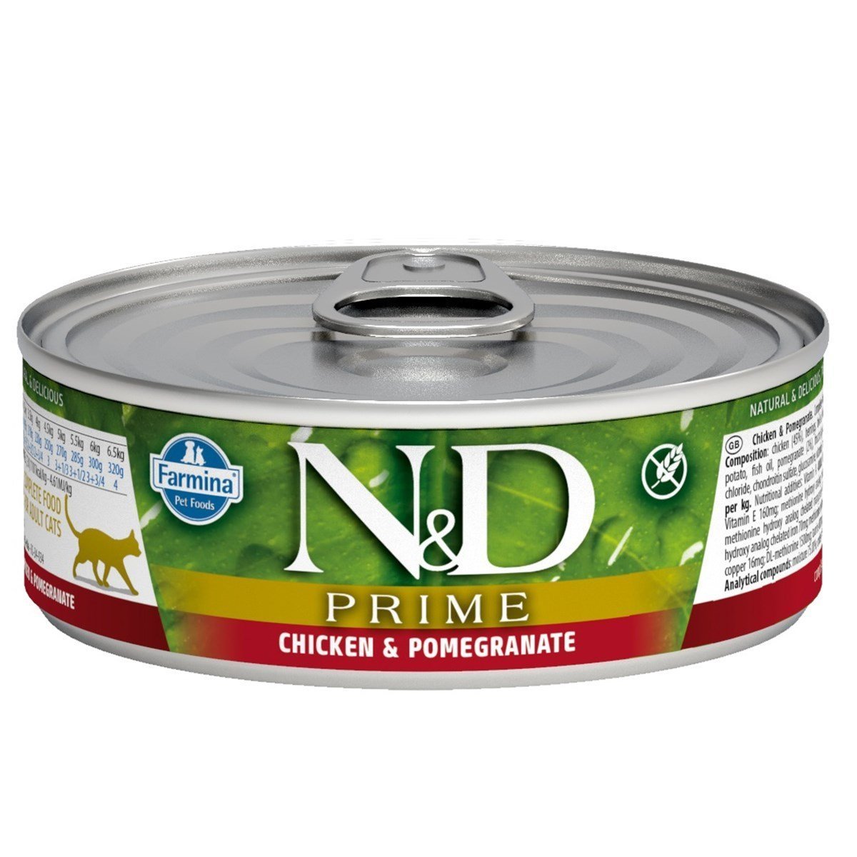N-D Prime Tahılsız Tavuk ve Narlı Yetişkin Kedi Konservesi 80 Gr