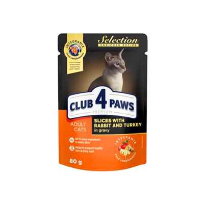 Club4Paws Tavşan-Hindi Selecti Premium Kedi Maması 80 Gr (SKT 11-2021)