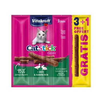 Vitakraft Cat Stick Tavşan+Ördek 3+1 Ad. 18gr