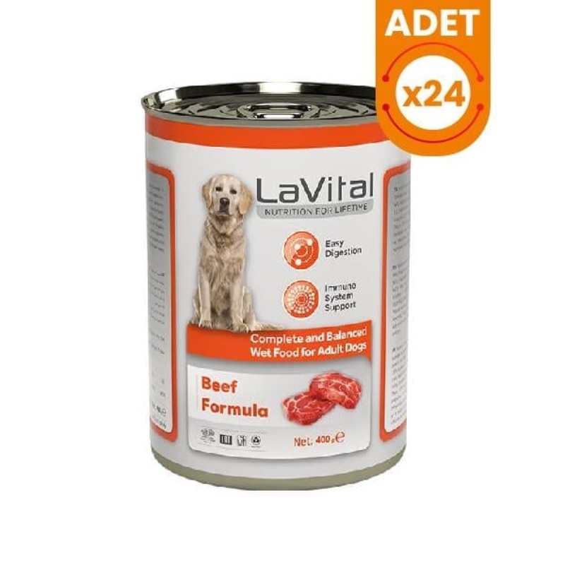 LaVital Tahılsız Biftekli Ezme Yetişkin Köpek Konservesi 400gr x 24 Adet