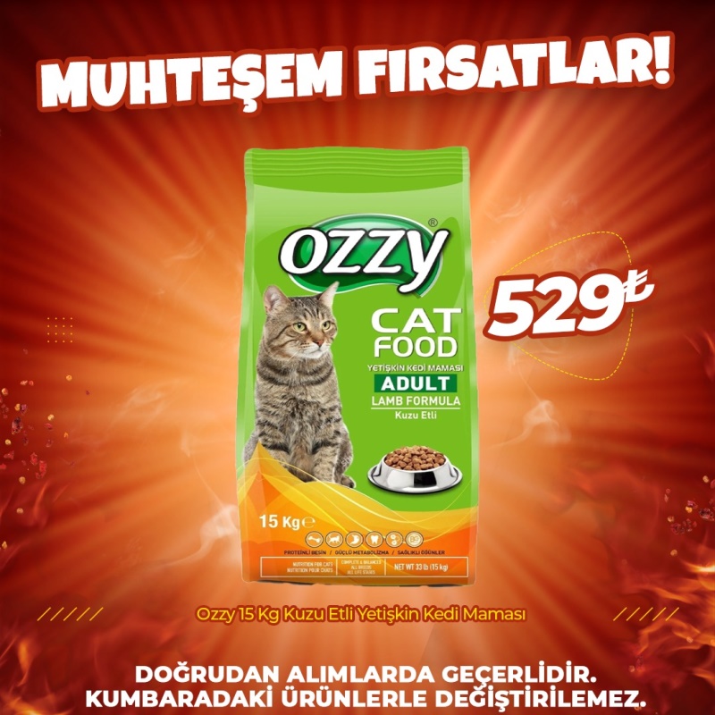 Ozzy 15 Kg Kuzu Etli Yetişkin Kedi Maması