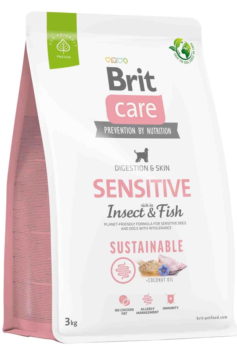 Brit Care Sensitive Digeston - Skin Balıklı Larva Proteinli Yetişkin Köpek Maması 3kg