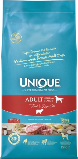 Unique Orta ve İri Irk Yetişkin Köpek Maması Kuzu Etli 15 kg