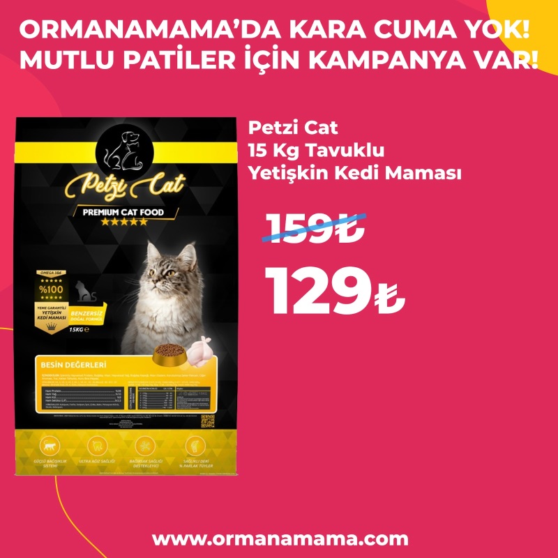 Petzi Cat Premium Tavuklu 15 Kg Yetişkin Kedi Maması