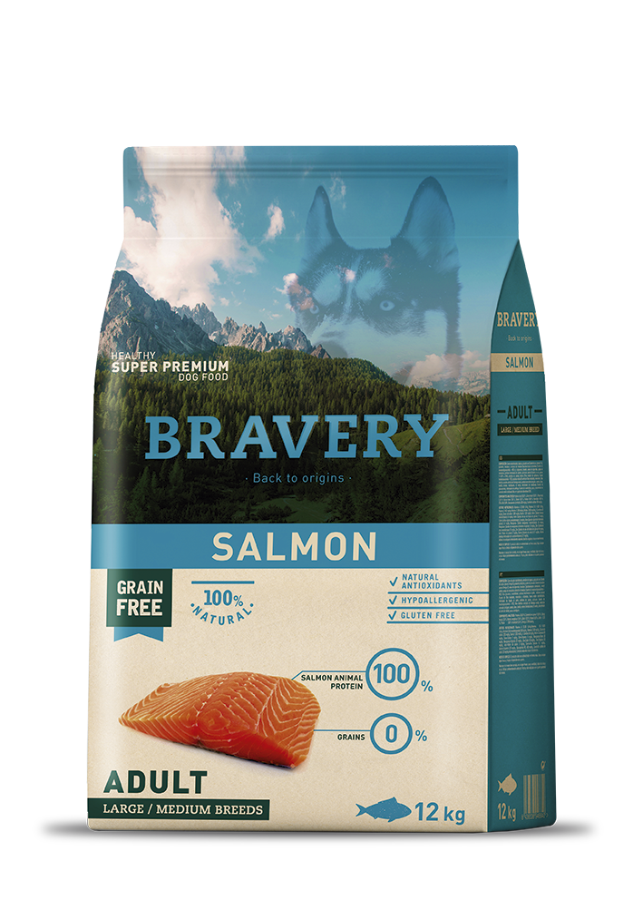 Bravery Adult Salmon Tahılsız Somon Balıklı Orta Ve Büyük Irk Yetişkin Köpek Maması 12 Kg