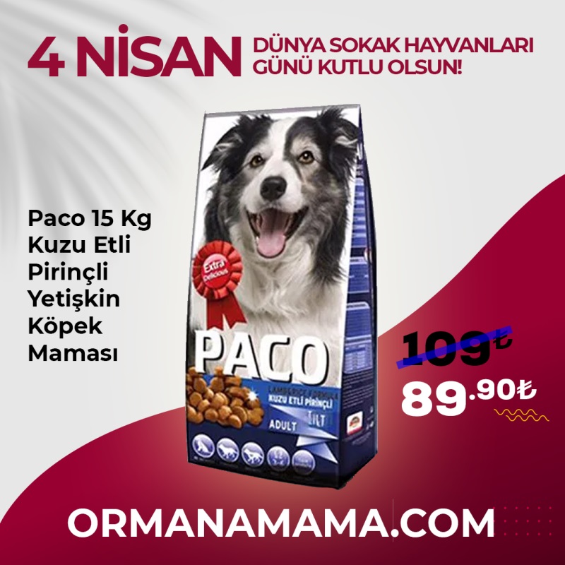Paco 15 Kg Kuzu Etli Pirinçli Yetişkin Köpek Maması