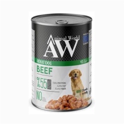 Animal World Jel İçinde Biftekli Yetişkin Köpek Konserve 415 Gr x 24 Adet