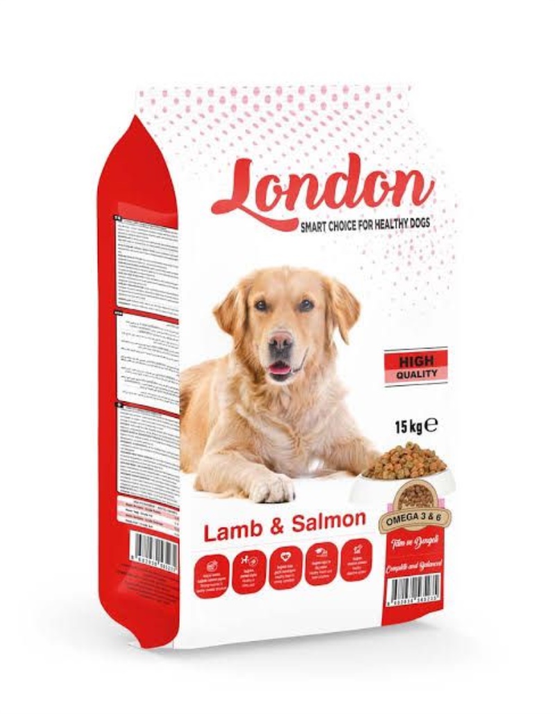 London 15 Kg Kuzu Etli ve Somonlu Yetişkin Köpek Maması