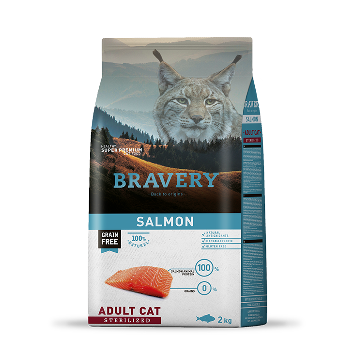 Bravery Adult Salmon Sterilized Kısırlaştırılmış Tahılsız Yetişkin Kedi Maması 2 Kg