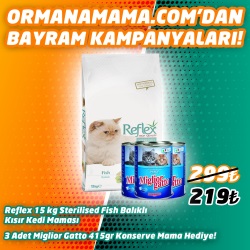 Reflex Kısırlaştırılmış Balıklı Kedi Maması 15 Kg   3 Adet Miglior Gatto Kedi Konserve Hediye
