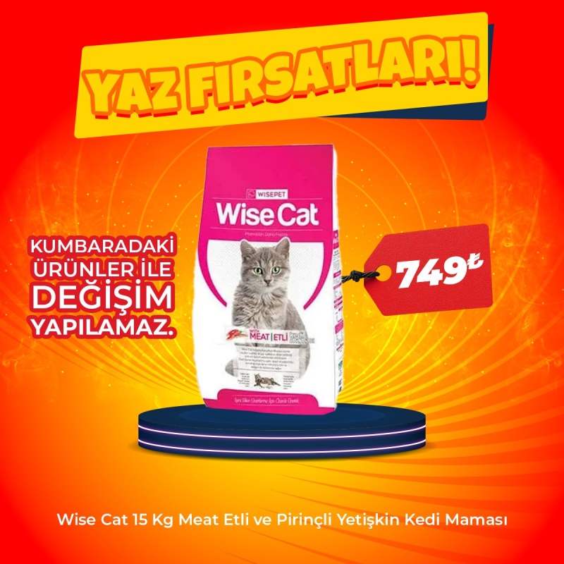Wise Cat Meat Etli 15 kg Yetişkin Kedi Maması (Hafta sonu özel)