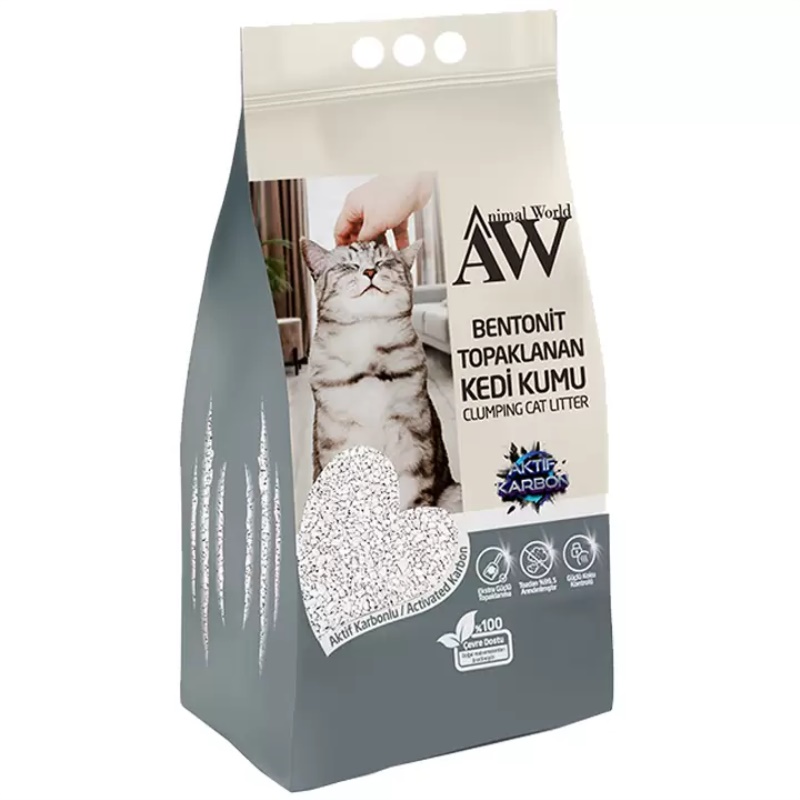 Animal World Aktif Karbonlu Extra Güçlü Topaklaşan Kedi Kumu 10LT