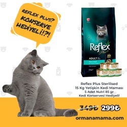 Reflex Plus Sterilised Kısırlaştırılmış 15 Kg Yetişkin Kedi Maması 5 Adet Nutri 85 Gr Konserve Hediyeli