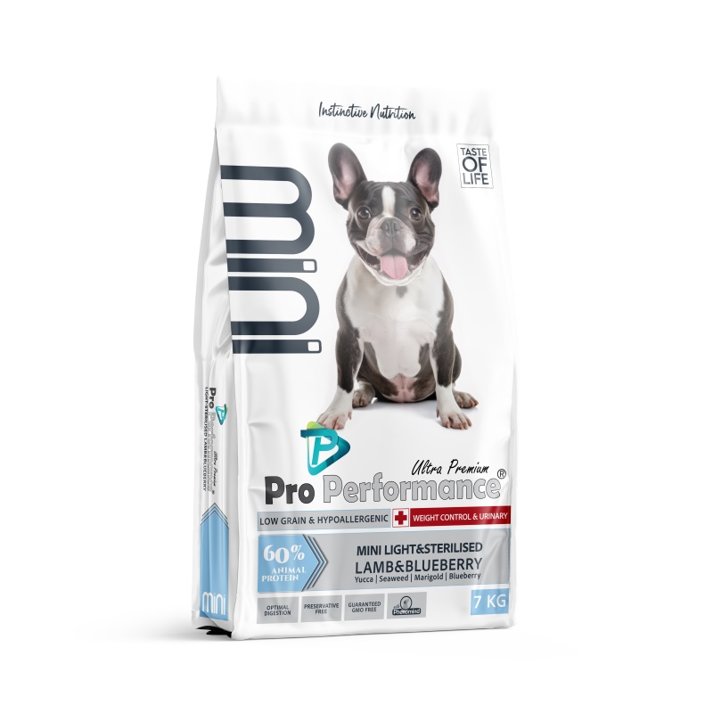 Pro Performance Ultra Premium Mini Kuzulu  Yabanmersinli Küçük Irk Light Kısırlaştırılmış Köpek Maması 7 KG