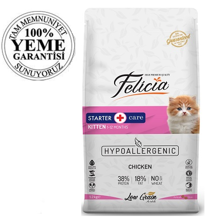 Felicia High Premium Low Grain Düşük Tahıllı Tavuklu-Hamsili Yavru Kedi Maması 12 Kg