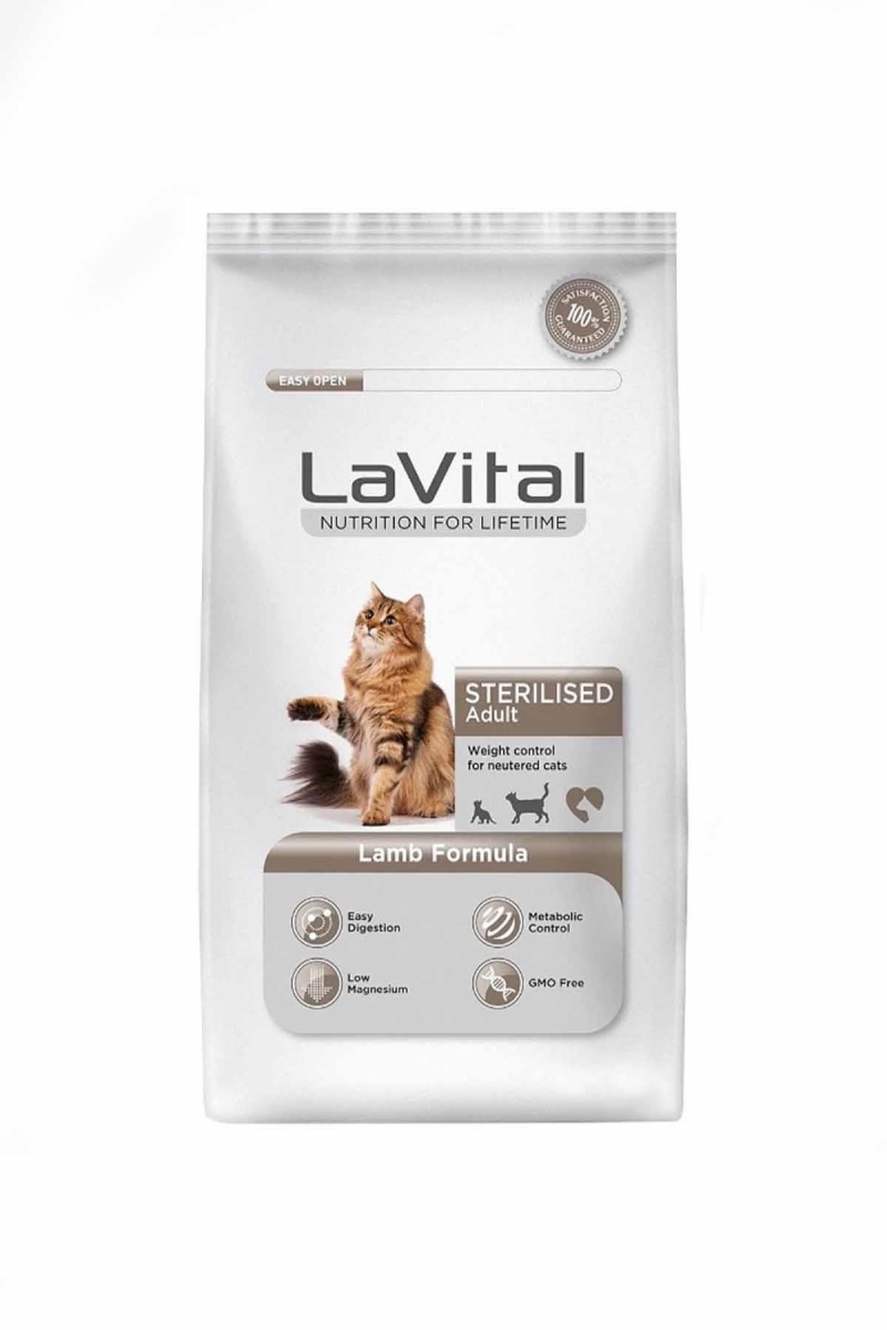 LaVital Kilo Kontrolü için Kuzulu Kısırlaştırılmış Kedi Maması 12kg