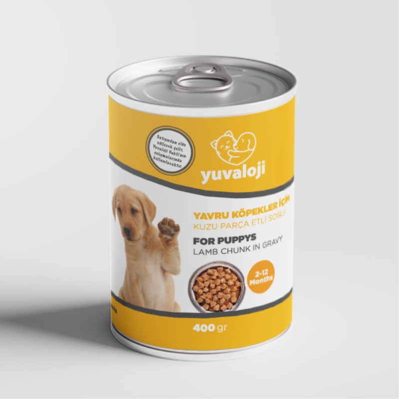 Yuvaloji Yavru Köpekler İçin Kuzu Parça Etli Soslu Yaş Köpek Maması 400 Gr x 24 Adet