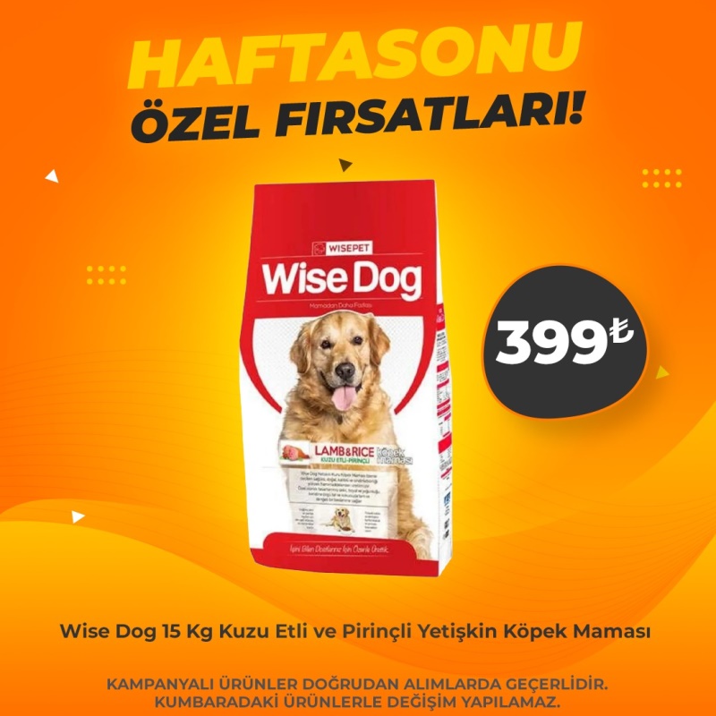 Wise Dog Kuzu Etli Pirinçli Yetişkin Köpek Maması 15 Kg (Haftasonu Özel)