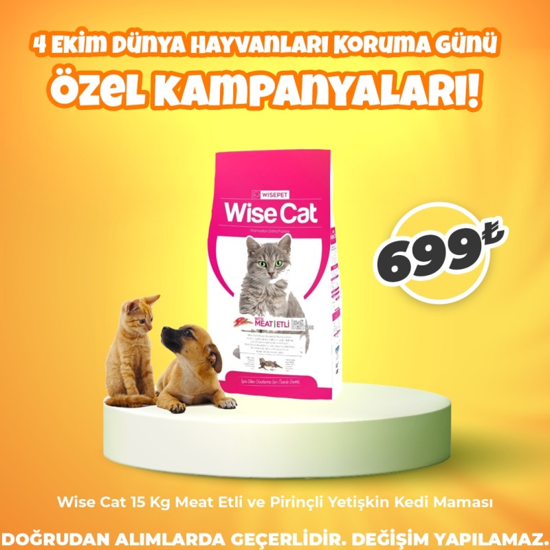 Wise Cat 15 Kg Meat Etli ve Pirinçli Yetişkin Kedi Maması