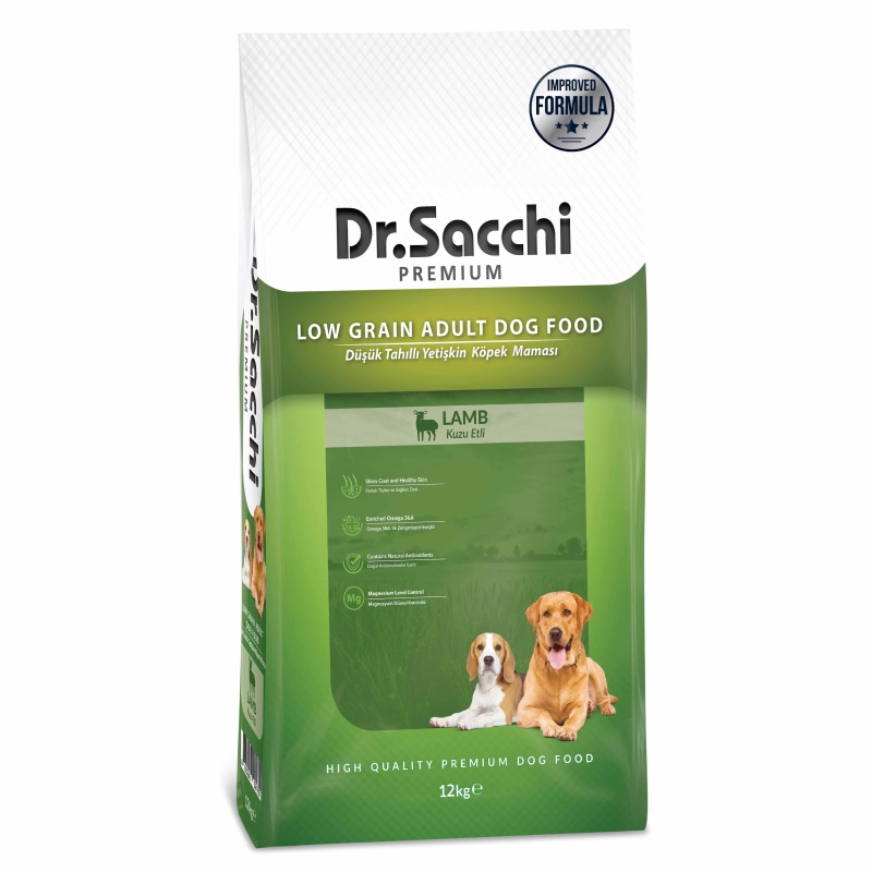 Dr.Sacchi Düşük Tahıllı Kuzu Etli Yetişkin Köpek Maması 12kg