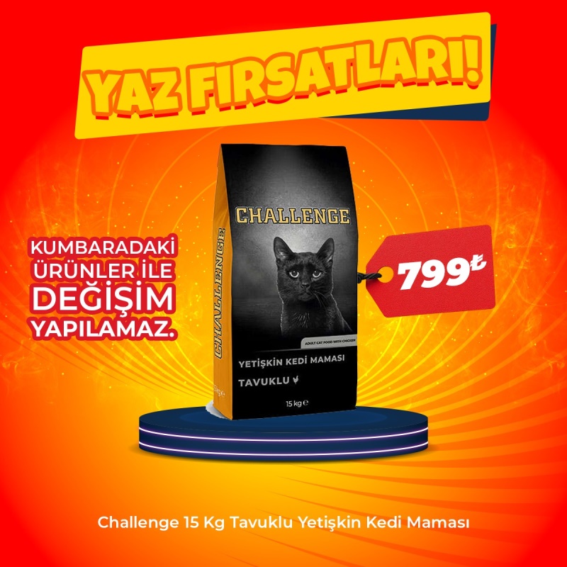 Challenge Tavuklu Yetişkin Kedi Maması 15 Kg (Hafta sonu Özel)