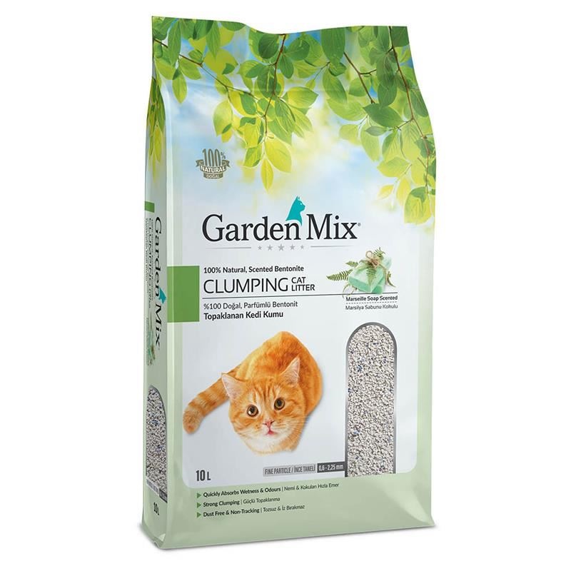 Garden Mix Bentonit Marsilya Sabunu Kokulu İnce Taneli Doğal Kedi Kumu 10 Lt