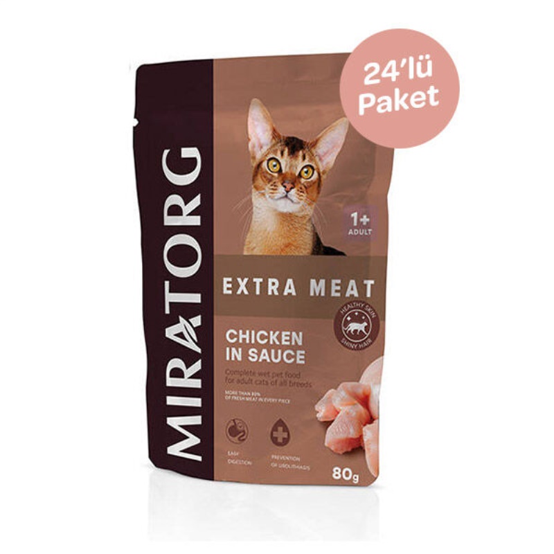 Miratorg Adult Gravy Tavuk Etli Kedi Yaş Maması 80 gr x 24 Adet