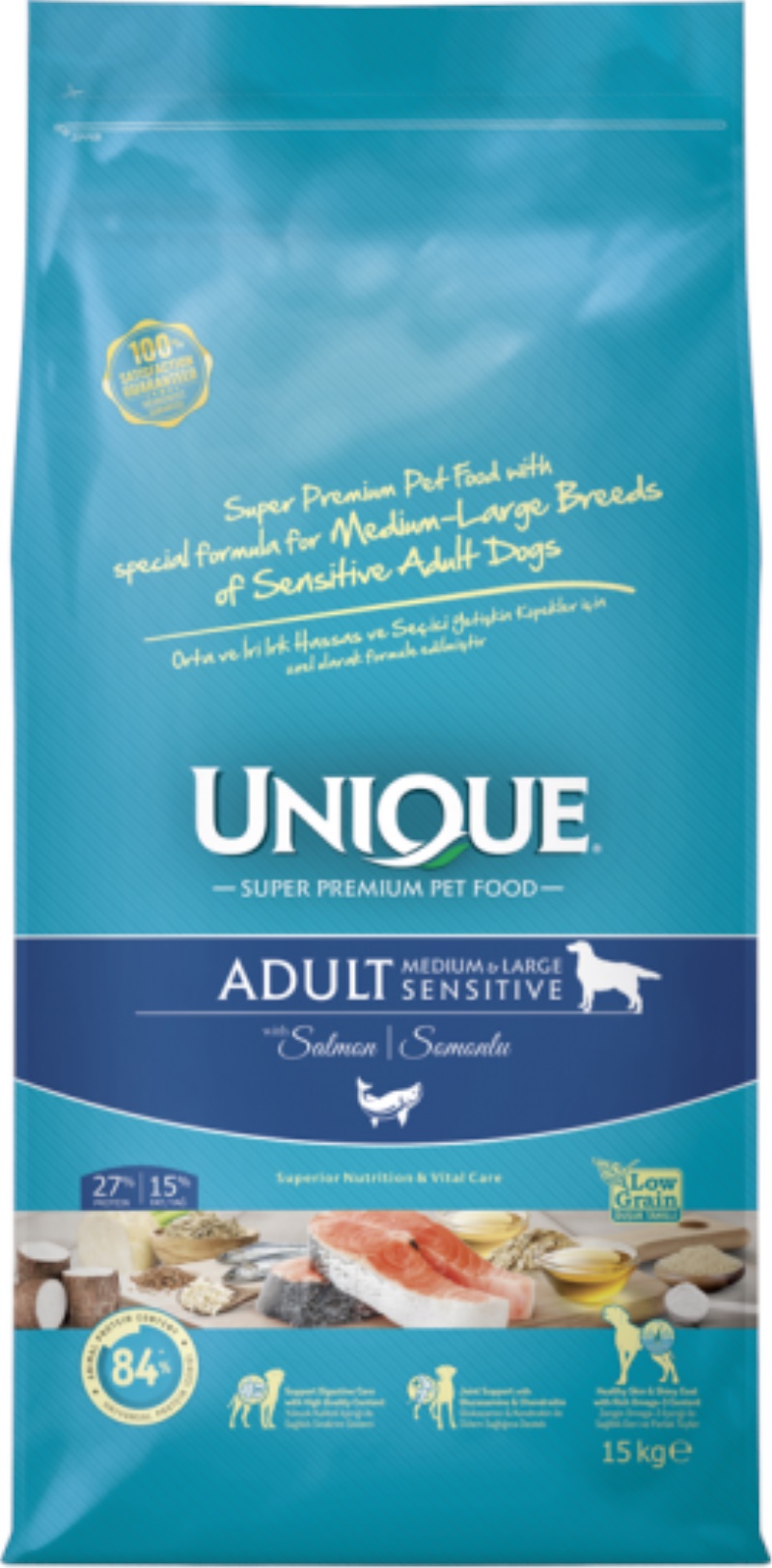 Unique Sensitive Orta ve İri Irk Yetişkin Köpek Maması Somonlu 15 kg