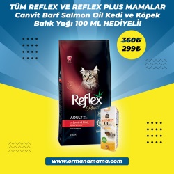 Reflex Plust Kuzu ve Pirinçli 15 Kg Yetişkin Kedi Maması Canvit 100ML Kedi ve Köpek için Balık Yağı Hediyeli!
