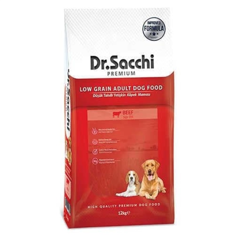 Dr.Sacchi Düşük Tahıllı Sığır Etli Yetişkin Köpek Maması 12kg