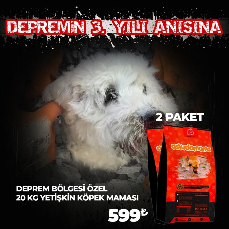 Depremin 3. Yılı Anısı Özel 20 Kg Yetişkin Köpek Maması (2 Paket)