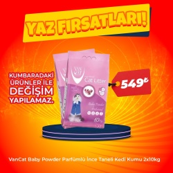 VanCat Baby Powder Parfümlü İnce Taneli Kedi Kumu 2x10 (Hafta sonu özel)