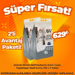 Animal World Aktif Karbonlu Extra Güçlü Topaklaşan Kedi Kumu 10LT (2 li Avantaj Paketi)