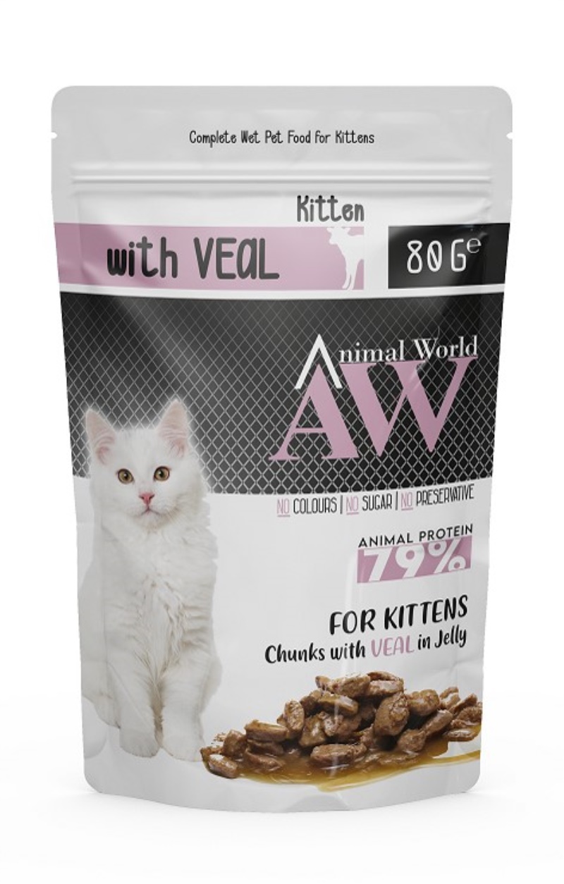 Animal World Dana Etli Yavru Kedi Pouch Mama 80 Gr X 24 Adet