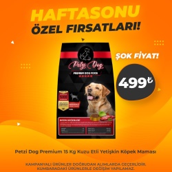 Petzi Dog Kuzu Etli 15 Kg Yetişkin Köpek Maması (Haftasonu Özel)