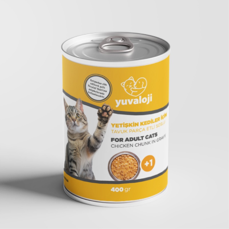 Yuvaloji Yetişkin Kediler İçin Tavuk Parça Etli Soslu Yaş Mama 400 Gr