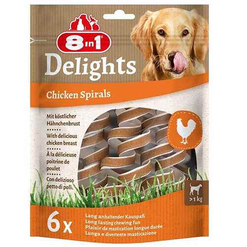 8in1 Smart Delights Chicken Spirals Tavuklu Burgu Köpek Ödülü 6