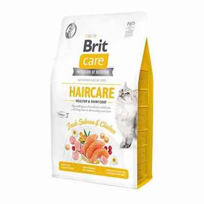 Brit Care Haircare Hypoallergenic Healthy & Shiny Coat Tavuklu ve Somonlu Tahılsız Yetişkin Kedi Maması 2 Kg
