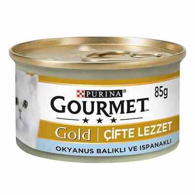 Gourmet Gold Çifte Lezzet Okyanus Balıklı Sebzeli Yetişkin Kedi Konservesi 12 Adet 85 Gr