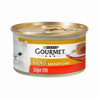 Gourmet Gold Savoury Cake Sığır Etli Yetişkin Kedi Konservesi 12 Adet 85 Gr