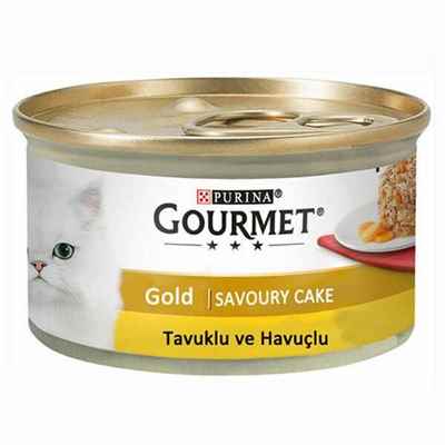 Gourmet Gold Savoury Cake Tavuklu ve Havuçlu Yetişkin Kedi Konservesi 12 Adet 85 Gr