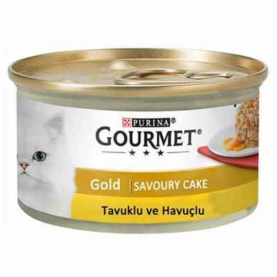 Gourmet Gold Savoury Cake Tavuklu ve Havuçlu Yetişkin Kedi Konservesi 24 Adet 85 Gr